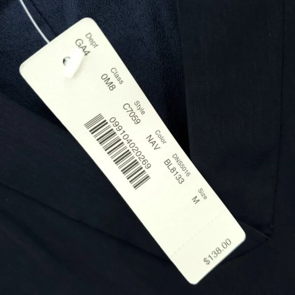 J. Crew Sleeveless V-Neck Drop Waist Flounce Dress C7059 Sz M Navy Blue